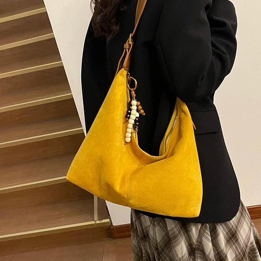 LEFTSIDE 2025 Winter Small Suede Crossbody Bag Handbags and Purses Women's Hobo Bag Trend Brand Solid Color Shoulder Bags