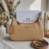 Teri Shoulder Bag | Woven Raffia With Leather Trim | Vintage Coach Beige Shoulder Purse