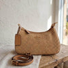 Teri Shoulder Bag | Woven Raffia With Leather Trim | Vintage Coach Beige Shoulder Purse